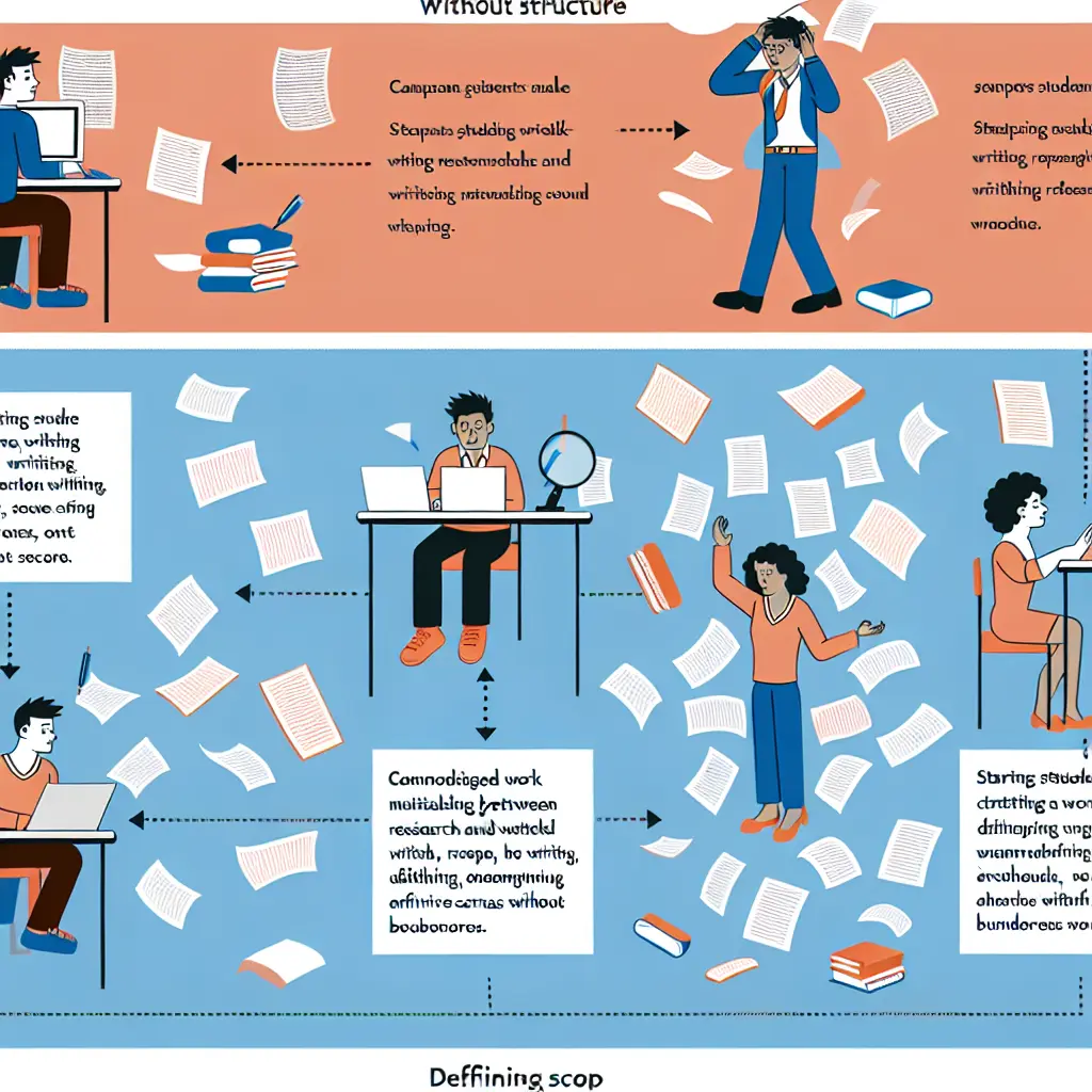 Infográfico ilustrando os três principais erros na estruturação de teses académicas